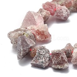 Raw Rough Natural Strawberry Quartz Beads Strands&nbsp;G-E576-27