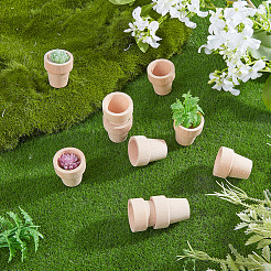 木製花瓶ミニチュア装飾品12個  ガーデンドールハウスアクセサリー  バリーウッド  25.5x27.5mm  内径：18.5mm&nbsp;DIY-GF0014-36