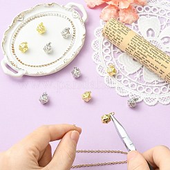 10個2色真鍮チャーム  丸カン付き  長持ちメッキ  片面ダイスチャーム  プラチナ·ゴールデン  20mm  穴：13.5x9.5x9.5mm  3.2個/カラー&nbsp;KK-CJ0004-50