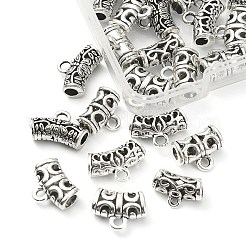 25スタイルのチベットスタイルの合金チューブベイル5個。  ループベイル  中空カーブチューブ  アンティークシルバー  8~11x9~14x5~6mm  穴：1~2mm  内径：2.7~4mm  5個/スタイル&nbsp;FIND-YW0003-13