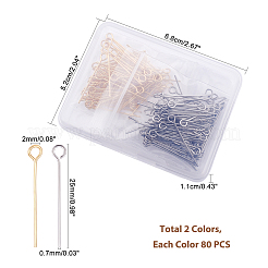 304ステンレススチールアイピン  ゴールデン·ステンレス鋼色  25mm  穴：2mm  ピン：0.7mm  160個/箱&nbsp;STAS-PH0019-69