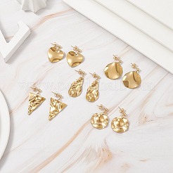 5 Pairs 5 Style Twist Triangle & Nugget & Flat Round 304 Stainless Steel Dangle Stud Earrings Set for Women&nbsp;EJEW-JE05090-02