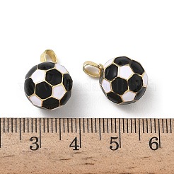 真鍮製エナメルチャーム  サッカーのチャーム  ブラック  15x12mm  穴：4x2.5mm&nbsp;KK-F924-06G