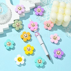 20個10色シリコンビーズ  笑顔の花  ミックスカラー  30x31x8.5mm  穴：3mm  10色  2個/カラー  20個。&nbsp;SIL-CJ0001-64