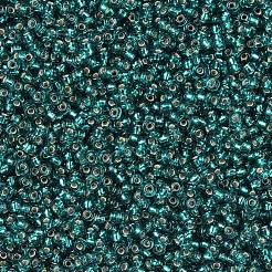MIYUKIラウンドロカイユビーズ  日本製シードビーズ  (rr30) シルバーラインの透明なダークティール  11/0  2x1.3mm  穴：0.8mm  約1100PCS /ボトル  10 G /ボトル&nbsp;SEED-JP0008-RR0030