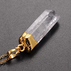 Brass Natural Crystal Pencil Pendant Necklaces&nbsp;NJEW-JN01141