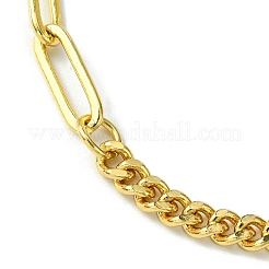 Brass Curb & Paperclip Chain Bracelet with Toggle Clasps&nbsp;BJEW-JB10020