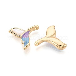 Spray Painted Brass Micro Pave Cubic Zirconia and Shell Pendants&nbsp;KK-T072-38G