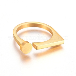 304ステンレススチール指輪  フラットラウンド  ゴールドカラー  サイズ7  17mm&nbsp;RJEW-L091-32-G-17mm