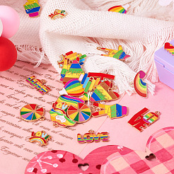 26Pcs 13 Styles Rainbow Color Pride Alloy Enamel Pendants&nbsp;ENAM-TA0001-88