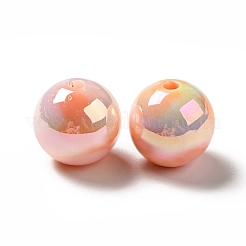 UVメッキ不透明レインボー虹色アクリルビーズ  ラウンド  オレンジ  15~15.5x15.5~16mm  穴：2.7~2.8mm&nbsp;MACR-D063-01A-06