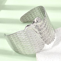 夏用304ステンレススチール製ワイドカフバングル（女性・男性用）  ワシ  変色なし  ステンレス鋼色  内径：2.26x2.05インチ（5.75x5.2cm）&nbsp;BJEW-F511-01P