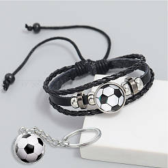 CutHollow Glass Football Jewelry Set&nbsp;SJEW-CL0001-01