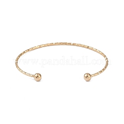 Ion Plating(IP) 304 Stainless Steel Textured Open Cuff Bangles for Women&nbsp;BJEW-S155-03G