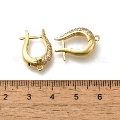 Rack Plating Brass Micro Pave Cubic Zirconia Hoop Earring Findings&nbsp;EJEW-H143-07G