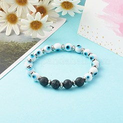 Handmade Evil Eye Lampwork Beaded Stretch Bracelets&nbsp;BJEW-JB06466-04