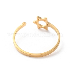 304ステンレススチール、ラインストーン付き女性用オープンリング  18KGP本金メッキ  内径：18.5mm&nbsp;RJEW-S240-01G