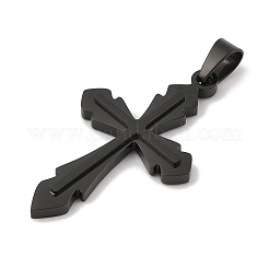 304ステンレススチール製ビッグペンダント  クロスチャーム  ブラック  47x28x4mm  穴：8x5mm&nbsp;STAS-G346-06EB