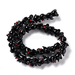 手作りランプワークビーズ  バンピー  クマ  ブラック  17~20x13~15x12~14mm  穴：1.4~1.8mm  約20個/連  13.98インチ（35.5cm）&nbsp;LAMP-F020-02