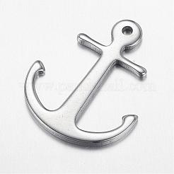 変色しにくい304ステンレススチールペンダント  アンカー  ステンレス鋼色  32x26x2mm  穴：2mm&nbsp;STAS-G108-26