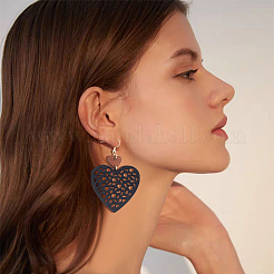 6 Pairs 6 Styles Wood Dangle Earrings with Iron Earring Pins&nbsp;EJEW-AN0004-60
