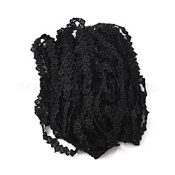ポリエステルレーストリム  刺繡古代漢服レースリボン  花  ブラック  1/2インチ（13mm）&nbsp;OCOR-WH0067-32