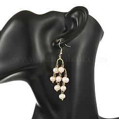 304 Stainless Steel & Natural Cultured Freshwater Pearl Beads Cluster Chandelier Earrings for Women&nbsp;EJEW-JE07467