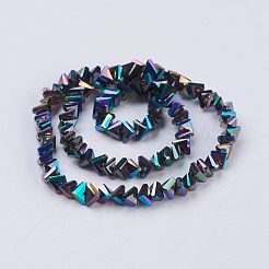 電気メッキガラスビーズセット  フルメッキ  多面カット  三角形  マルチカラーメッキ  4.5x5x6mm  穴：1mm  約100個/連  13.7インチ（35cm）&nbsp;EGLA-J145-6mm-FP05
