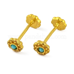 Brass with Synthetic Turquoise Stud Earring Findings&nbsp;KK-G502-13G