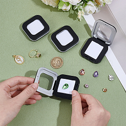 見える窓付きの蓋付きABSプラスチック製ルースダイヤモンド収納ボックス  正方形  ホワイト  5x5x1.1cm&nbsp;AJEW-WH0609-746B-02