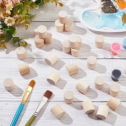 未完成のブナ材の丸柱  コラムウッドビーズ  穴がない  子供の絵画工芸品  モカシン  20x20mm&nbsp;DIY-WH0349-08