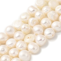 天然養殖淡水パールビーズ連売り  研磨両側  フローラルホワイト  9~10mm  穴：0.5mm  約20個/連  6.69''（17センチメートル）&nbsp;PEAR-A006-10B