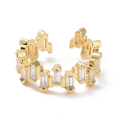 Clear Cubic Zirconia Rectangle Open Cuff Ring&nbsp;RJEW-P032-11G