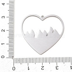 304ステンレスペンダント  炎のチャームが付いたハート  プラチナ  30x31x1mm  穴：1.4mm&nbsp;SA-CBA404E-03P