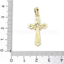 真鍮とクリスタルラインストーンペンダント  クロスチャーム  ゴールドカラー  28x16x2.5mm  穴：6.5x3mm&nbsp;RB-CBA6830-03G-01