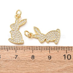 Brass Micro Pave Clear Cubic Zirconia Pendants&nbsp;CU-E003-18G-09