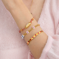 304 Stainless Steel Enamel Red Heart Open Cuff Bangles for Women&nbsp;JS6918