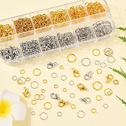 DIYジュエリーセット  鉄の丸カンと亜鉛合金のロブスタープロングクラスプ付き  プラチナ·ゴールデン  130x50x15mm&nbsp;DIY-YW0001-47