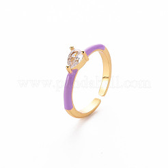 Brass Enamel Cuff Rings&nbsp;RJEW-T016-27C-NF