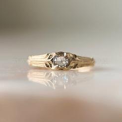 女性用クリスタルラインストーン付き合金指輪  ラウンド  ゴールドカラー  usサイズ9（18.9mm）&nbsp;FS-WGE5B8F-04