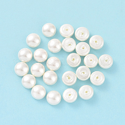 シェルパール片穴ビーズ  半円  ホワイト  10x6mm  穴：1mm&nbsp;BSHE-G011-01-10mm
