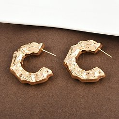 真鍮製スタンドピアス  C字型  18KGP本金メッキ  35.5x36x10mm&nbsp;EJEW-H168-01G