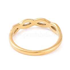 PVD Vacuum Plating Infinity 304 Stainless Steel with Clear Cubic Zirconia Finger Ring for Women&nbsp;RJEW-C086-02-G