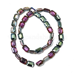 電気メッキガラスビーズ  黒メッキ  多面カット四角形  暗い蘭  18x13x6mm  穴：1mm&nbsp;EGLA-H002-A-10