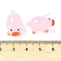豚の家の装飾  手作りランプワーク表示の装飾  ピンク  20.5~21x12.5~13x14.5mm&nbsp;LAMP-D301-05