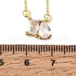 Brass Pave Cubic Zirconia Rectangle & Teardrop Pendant Cable Chain Necklaces&nbsp;KK-CBAB173-05G-12
