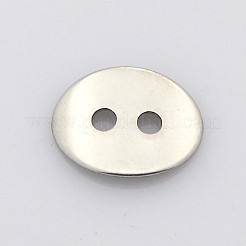 変色しにくい楕円形2穴201ステンレススチールボタン  ステンレス鋼色  11x14x1mm  穴：2mm&nbsp;STAS-N048-01