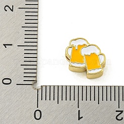 メッキ真鍮エナメルビーズラック  鉛フリー＆カドミウムフリー  18KGP本金メッキ  ビール  8x9.5x4mm  穴：1.8mm&nbsp;KK-U029-22G-05