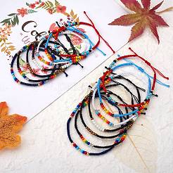 14Pcs 14 Style Glass Seed & 303 Stainless Steel Braided Bead Bracelets and Anklets Set&nbsp;SJEW-SW00003-07