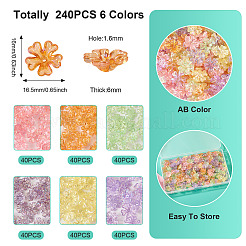 240Pcs 6 Colors Transparent UV Plating Acrylic Bead Caps&nbsp;OACR-TA0002-95